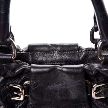 Prada Soft Calfskin Pleated Tote Black 12 of 26