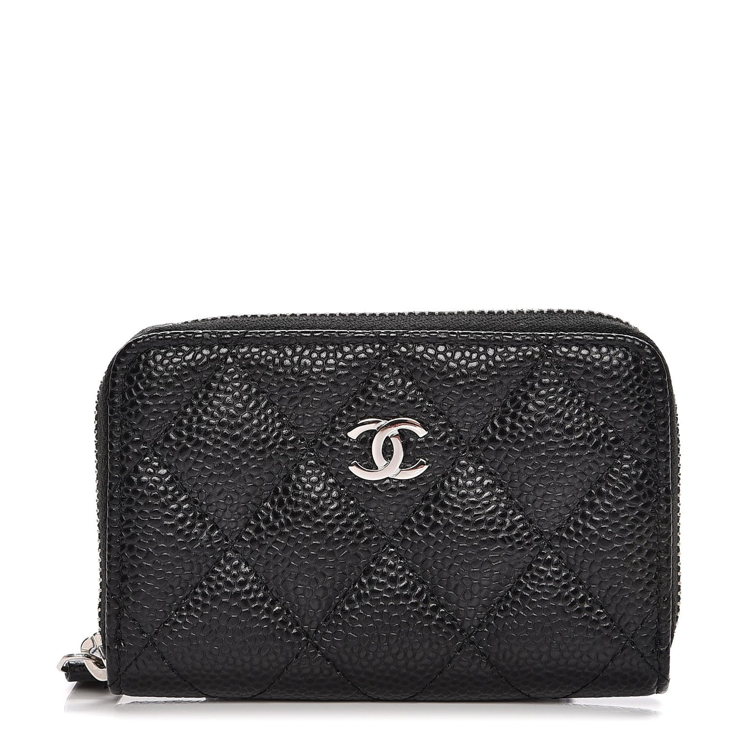 Caviar Quilted Zip Coin Purse Black