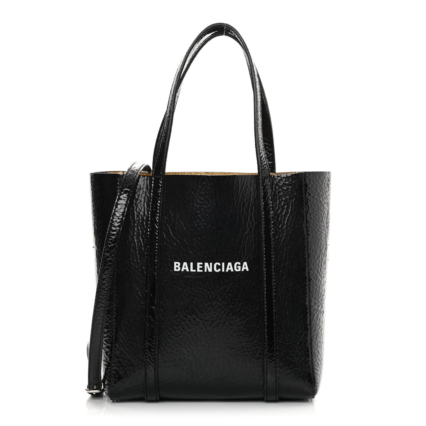 Textured Patent Calfskin XXS Everyday Tote Black