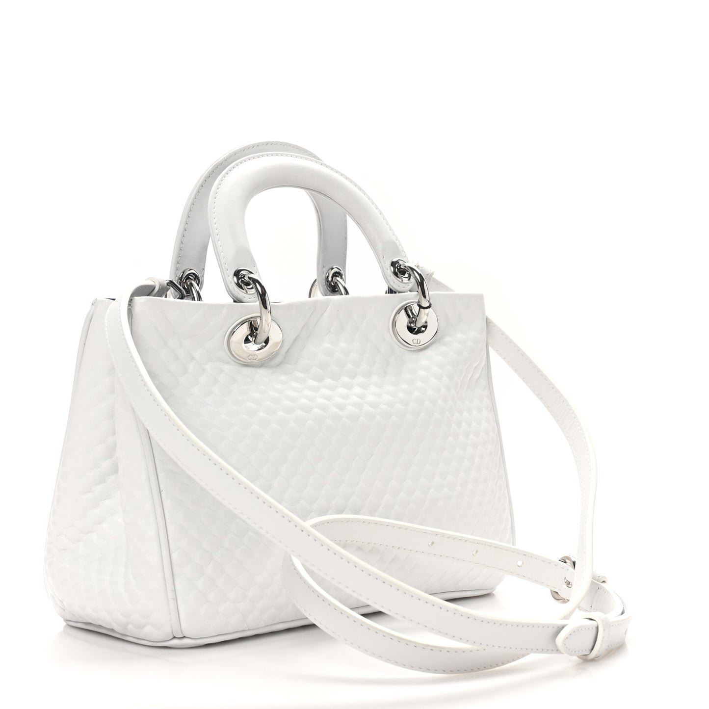 Bullcalf Microcannage Sequin Small Diorissimo Tote White