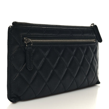 Chanel Lambskin Quilted Zip Pouch Black 3 of 12