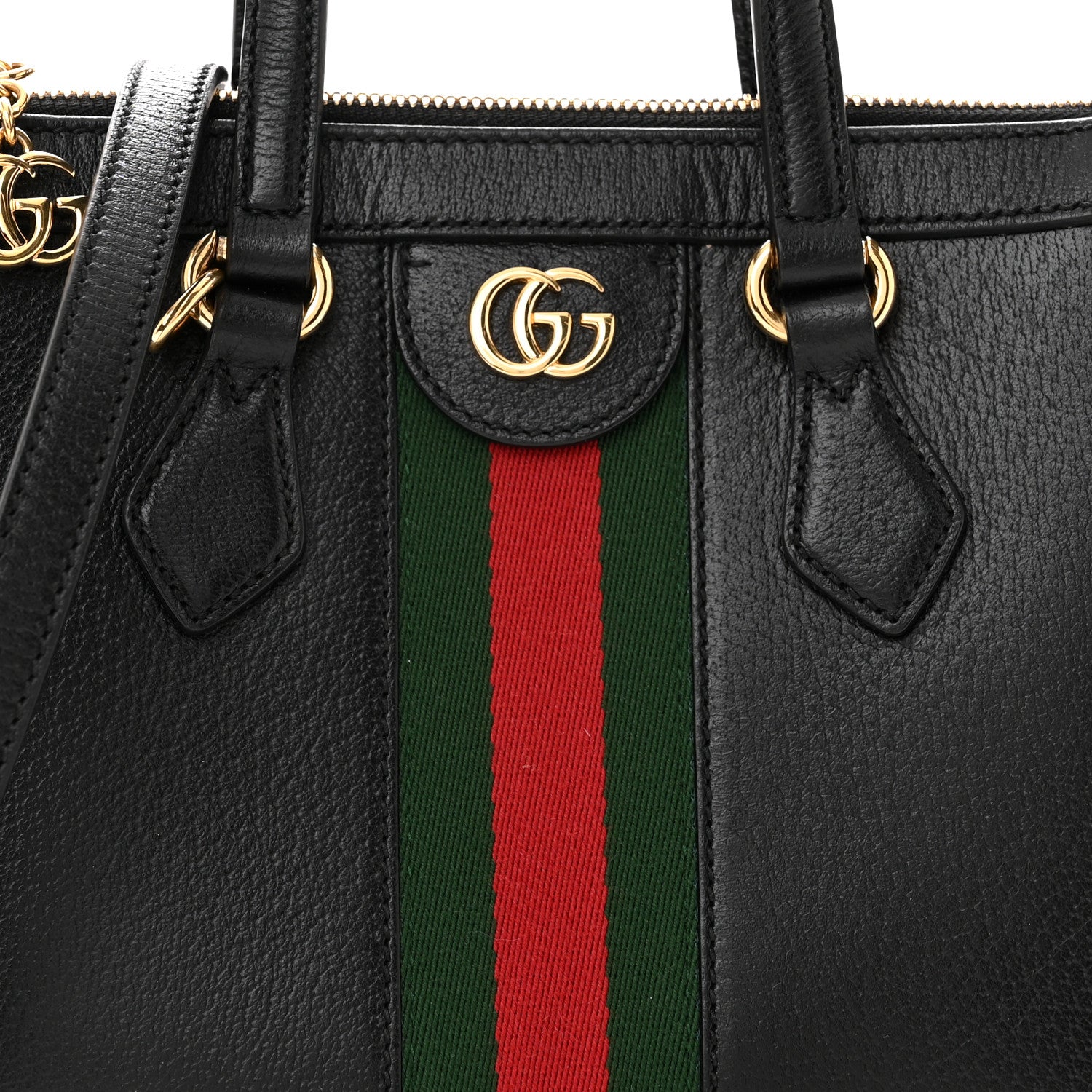 Gucci Textured Calfskin Web Small Ophidia Tote Bag Black 8 of 11