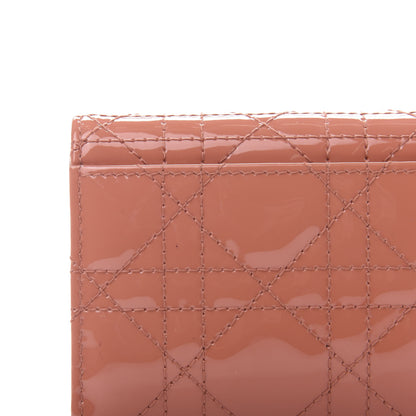 Christian Dior Patent Cannage Lady Dior Lotus Wallet Dark Coral 10 of 11