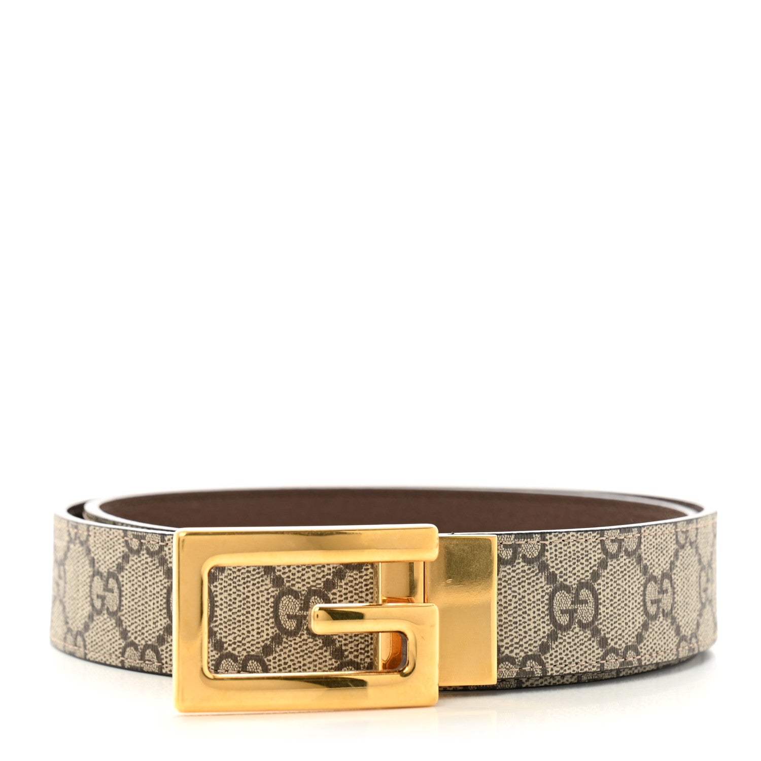 Gucci Supreme Monogram Calfskin Square G 35mm Belt 95 38 Brown 1 of 8