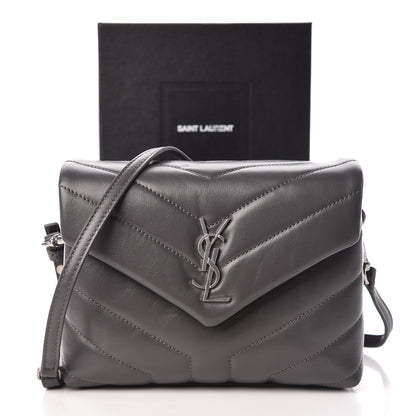 Saint Laurent Calfskin Y Quilted Monogram Toy Loulou Crossbody Bag Storm 11 of 11