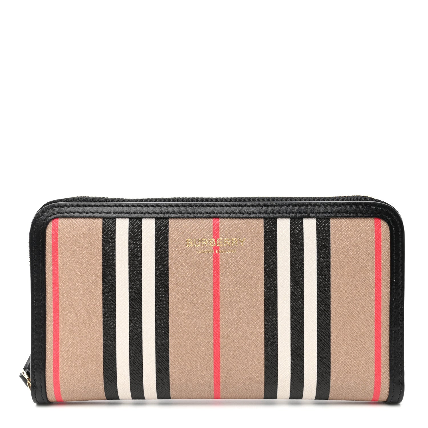 Burberry E-Canvas Icon Stripe Ziparound Wallet Archive Beige 1 of 6