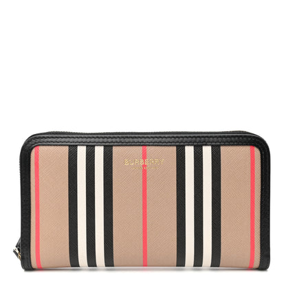 Burberry E-Canvas Icon Stripe Ziparound Wallet Archive Beige 1 of 6