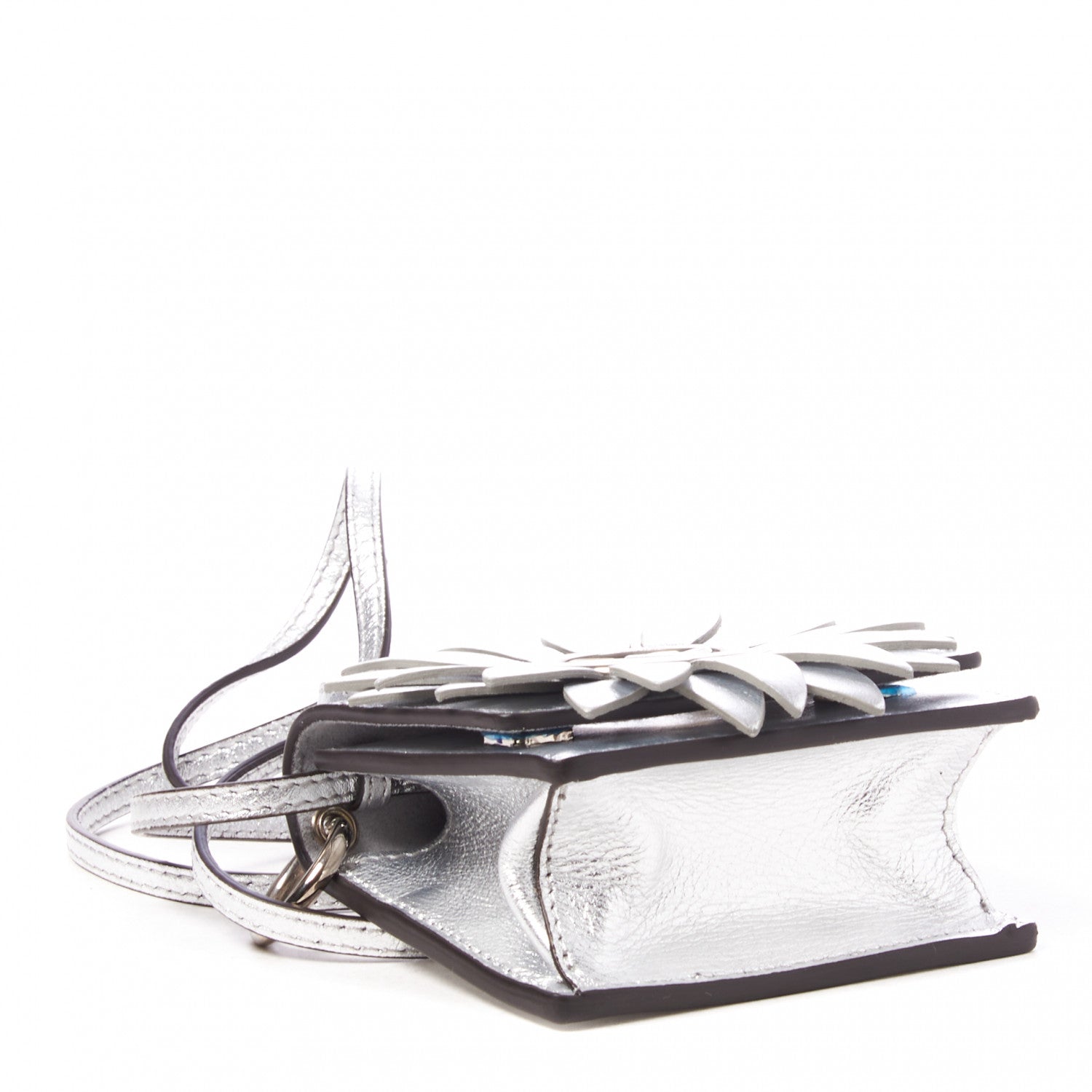 Fendi Vitello Catalan Mirror F is Fendi Flower Micro Kan I Shoulder Bag Silver 3 of 8