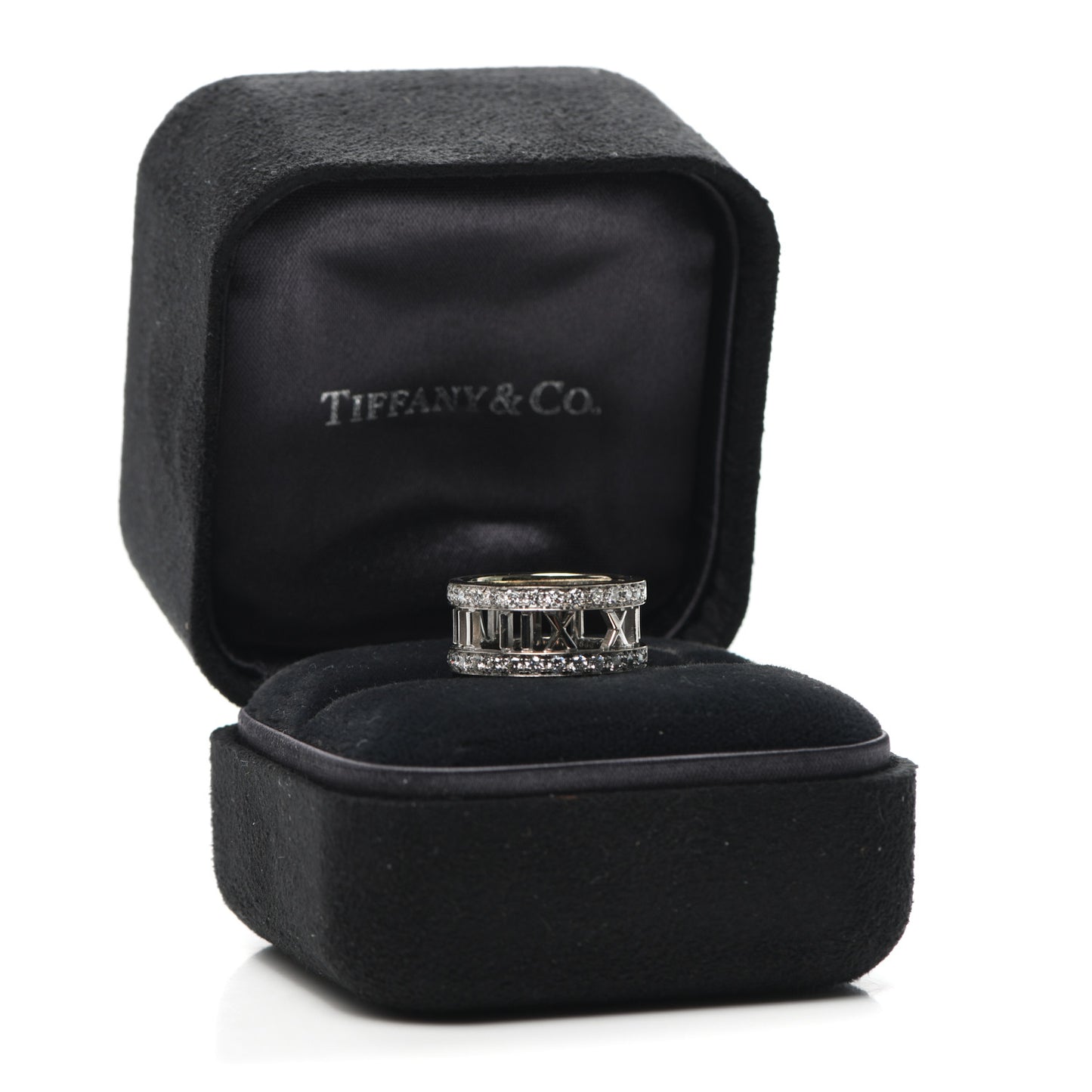 18K White Gold Diamond Atlas Open Ring 50 5.5