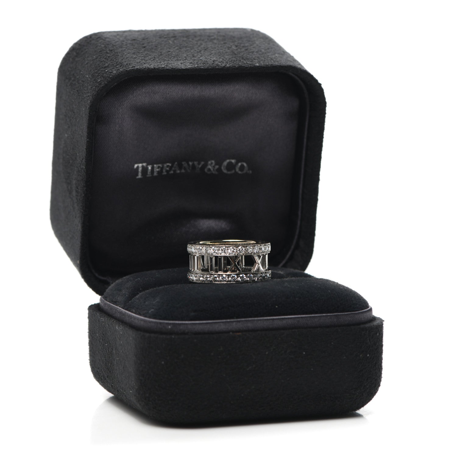 Tiffany 18K White Gold Diamond Atlas Open Ring 50 5.5 5 of 5