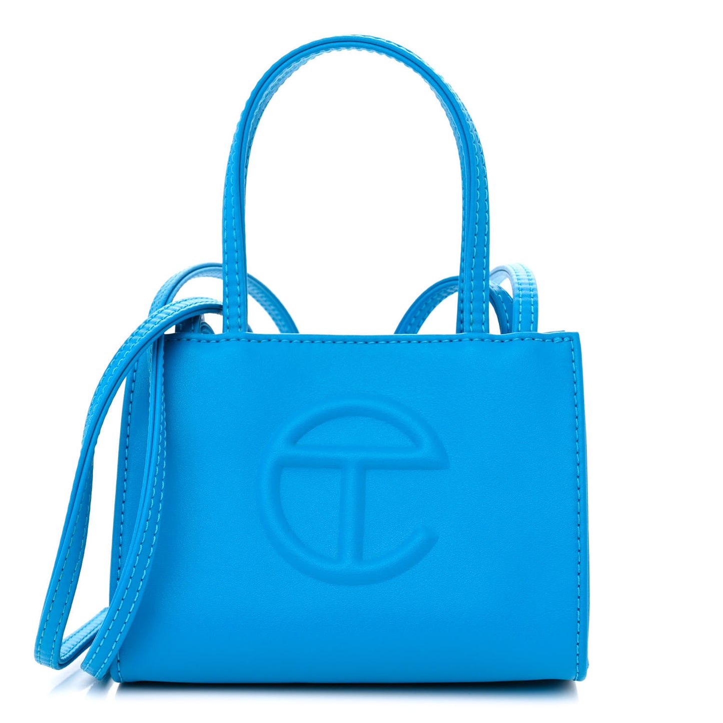 Vegan Leather Small Shopping Bag Cyan