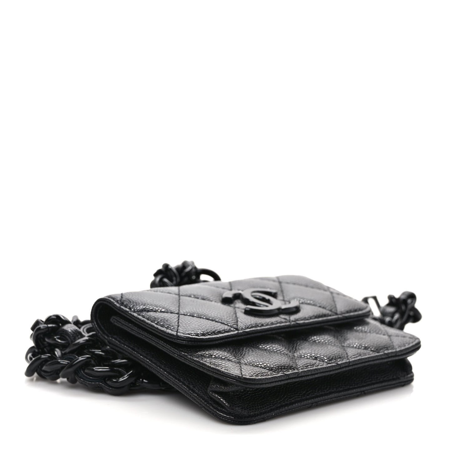 Caviar Quilted My Everything Belt Flap Card Holder Black