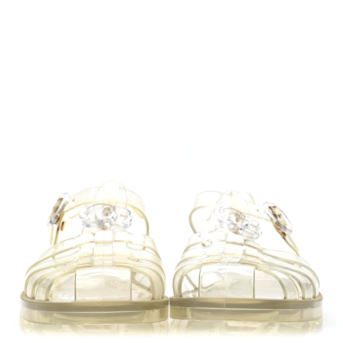 Shiny Rubber Double G Buckle Strap Sandals 41 Transparent
