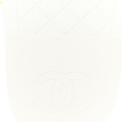 Chanel Printed Calfskin Velcro Dad Flat Mules 40 White Yellow 8 of 9