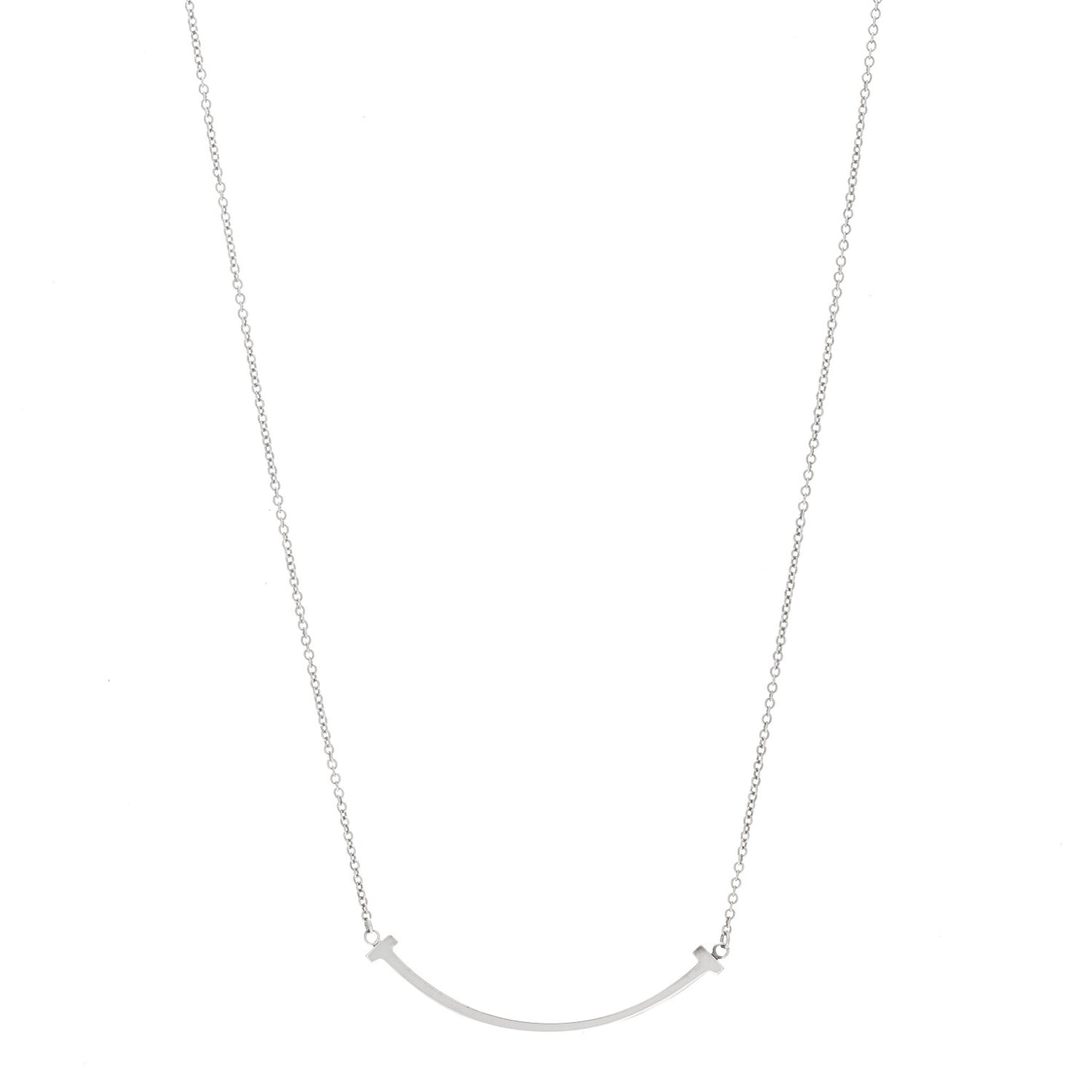 Sterling Silver Small T Smile Pendant Necklace