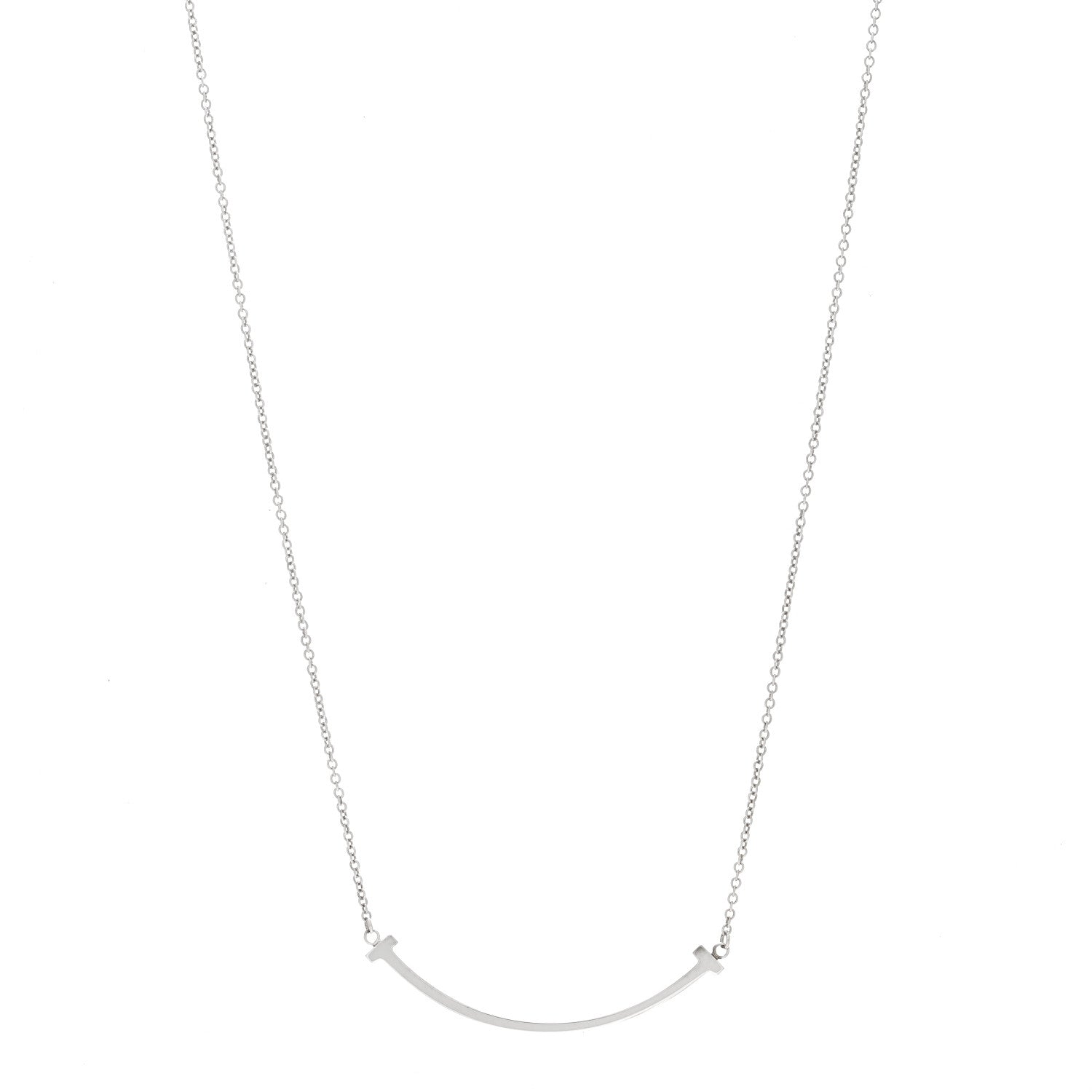 Tiffany Sterling Silver Small T Smile Pendant Necklace 1 of 5