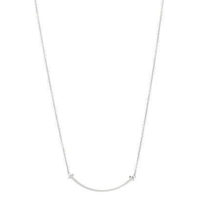 Tiffany Sterling Silver Small T Smile Pendant Necklace 1 of 5