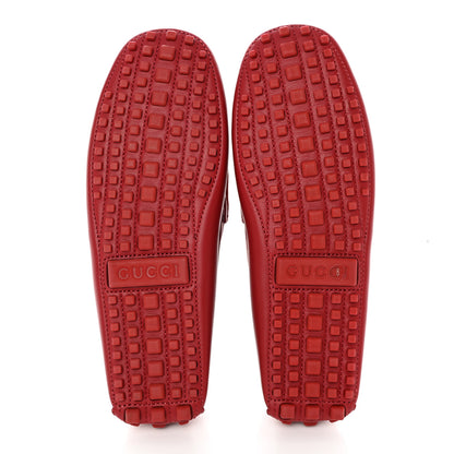 Gucci Soft Clove Calfskin Monochrome Mens Interlocking G Driver Loafers 8 Red 6 of 13