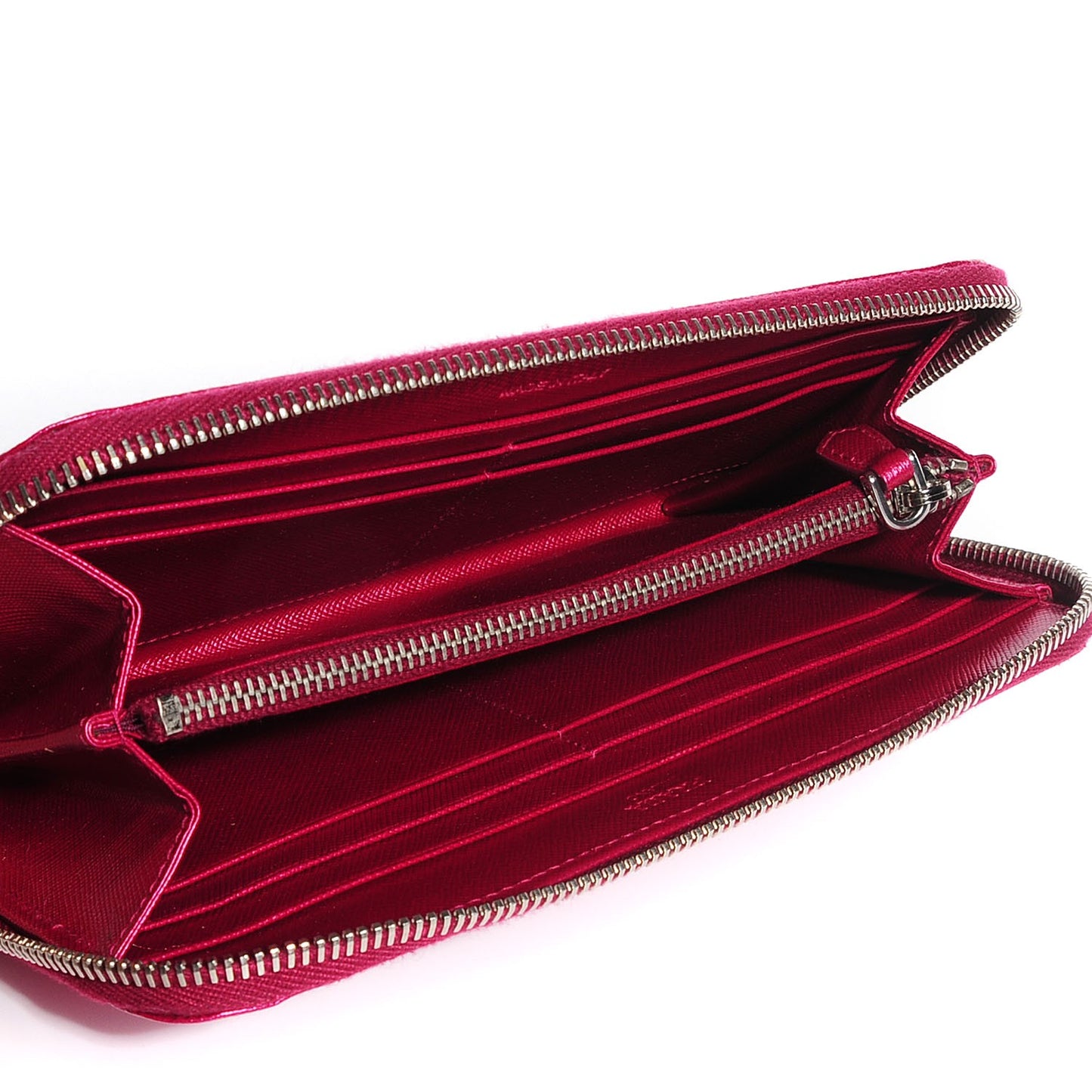 Metallic Saffiano Metal Zip Around Wallet Ametista