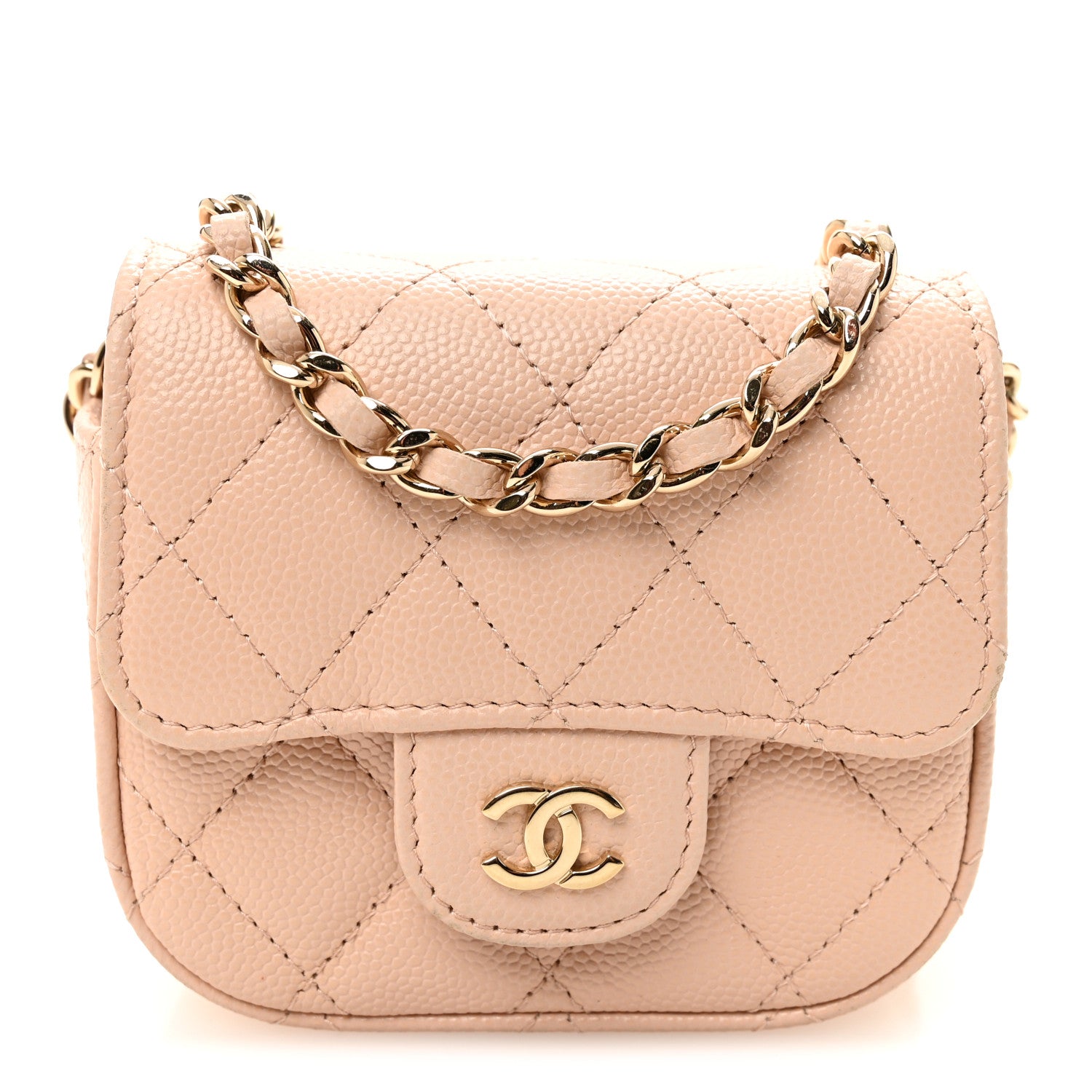 Chanel Caviar Quilted Mini Clutch With Chain Light Beige 1 of 11