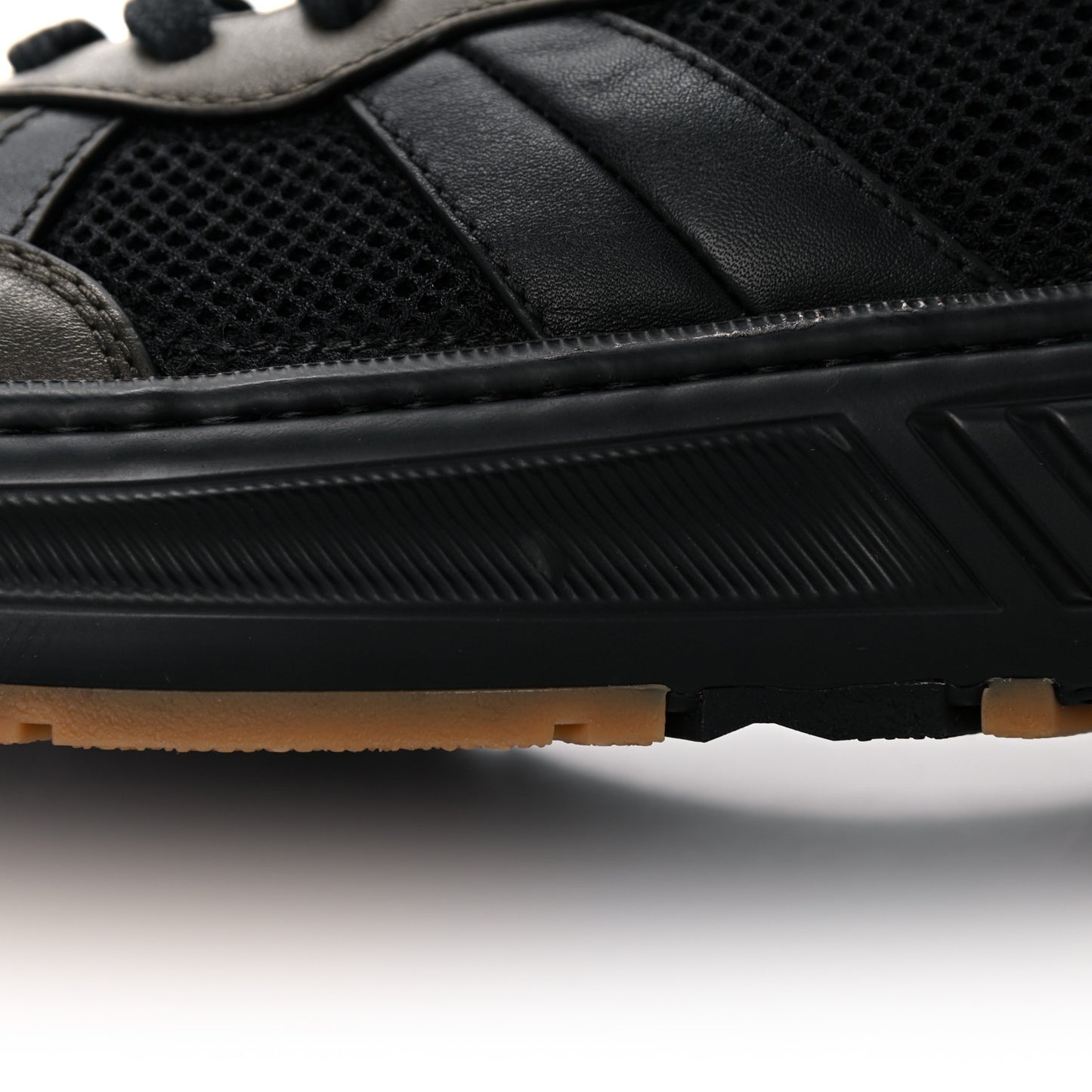 Calfskin Technical Mesh Speedster Sneakers 44 Black Khaki