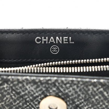 Chanel Glitter Calfskin Quilted Mini Phone Holder Clutch Black 6 of 10