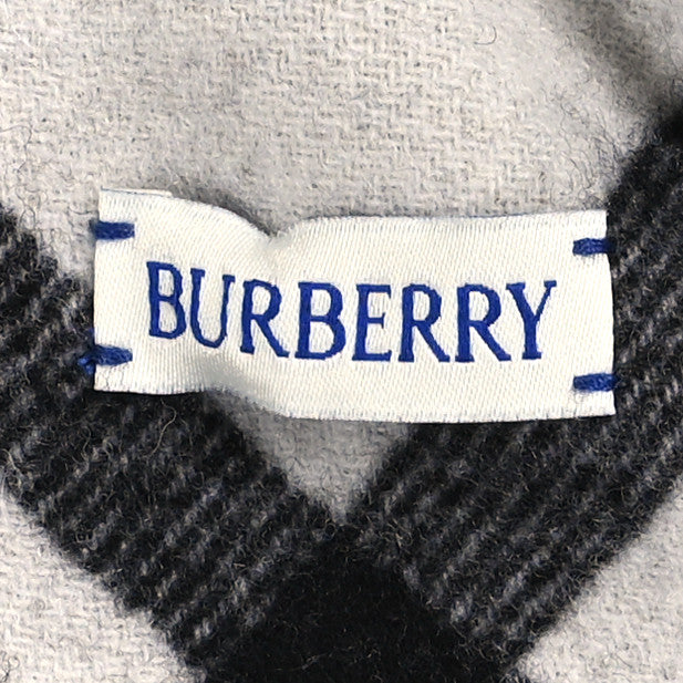Burberry Cashmere Giant Check Fringe Scarf Black 4 of 5