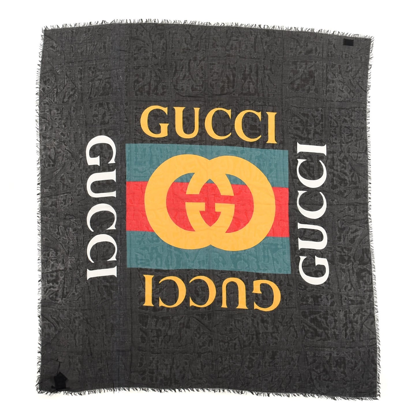 Modal Silk Logo Square Scarf Black