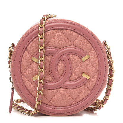 Chanel Caviar Quilted Round Filigree Crossbody Pink 1 of 11