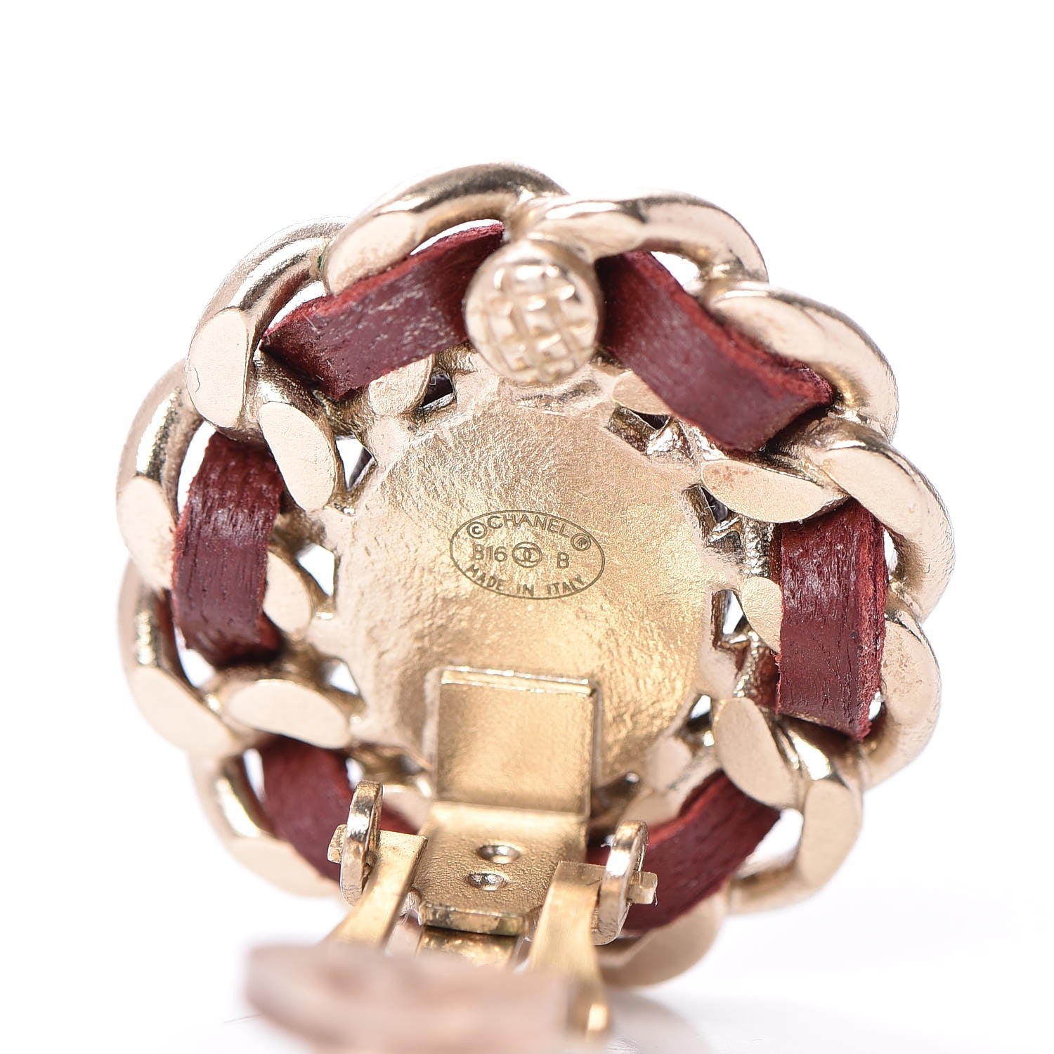 Chanel Lambskin Chain CC Clip On Earrings Burgundy 4 of 4