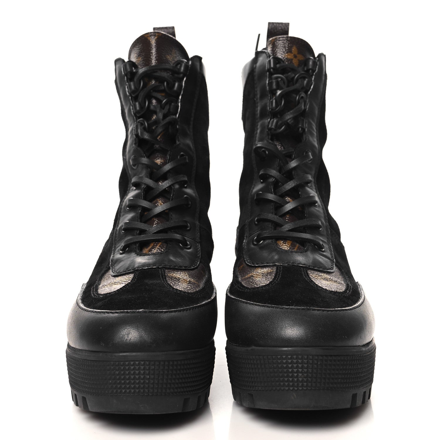 Louis Vuitton Suede Calfskin Monogram Laureate Platform Desert Boots 41 Black 3 of 10