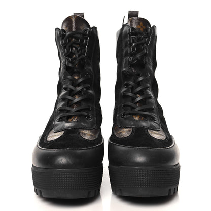 Louis Vuitton Suede Calfskin Monogram Laureate Platform Desert Boots 41 Black 3 of 10