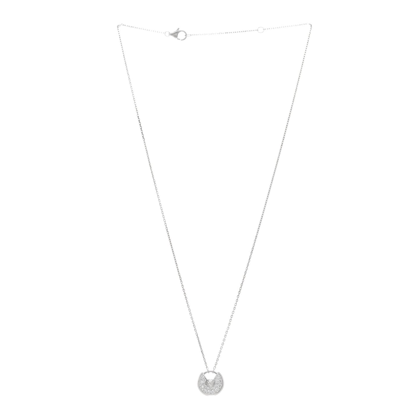 18K White Gold Diamond XS Amulette de Cartier Pendant Necklace