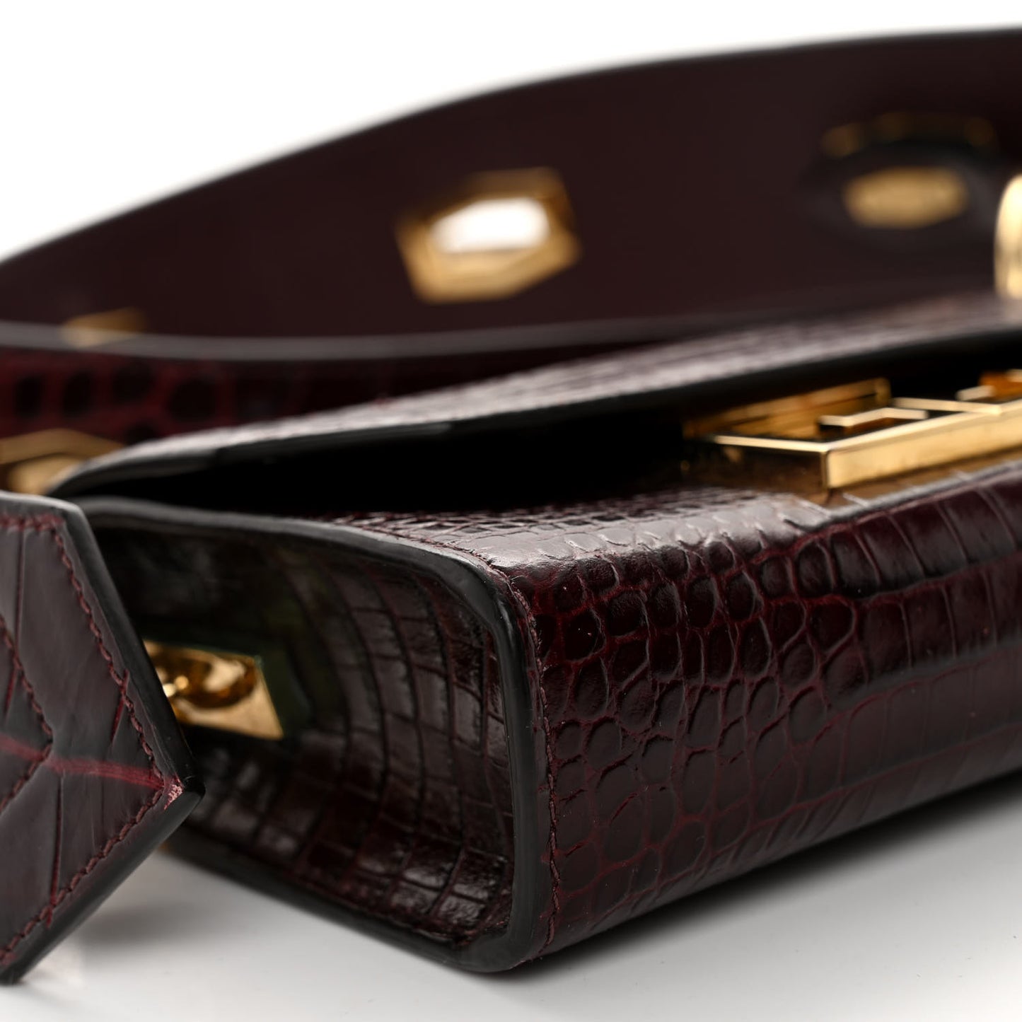 Calfskin Crocodile Embossed Eden Bag Eggplant