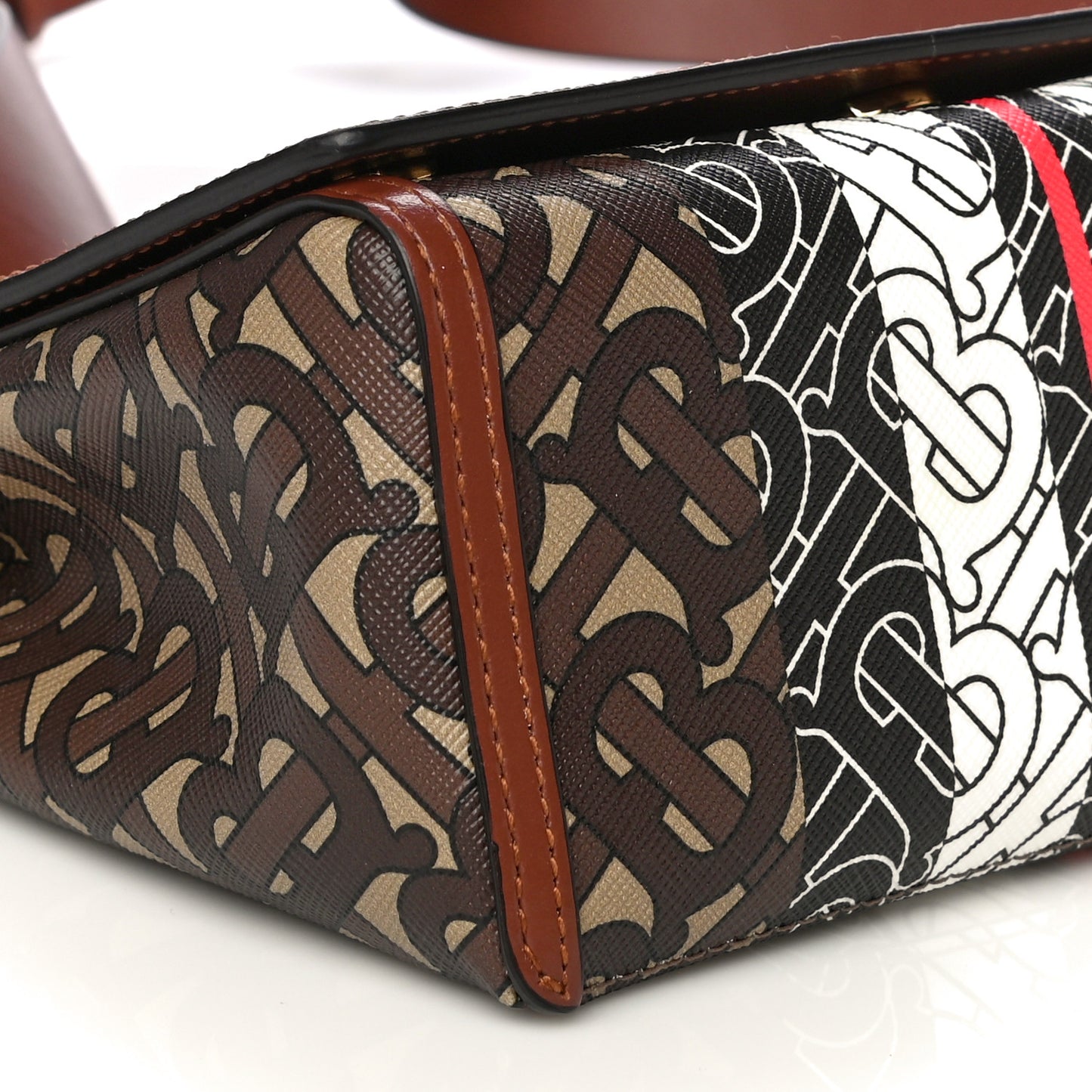 E-Canvas Monogram Stripe Hackberry Crossbody Bag Bridle Brown