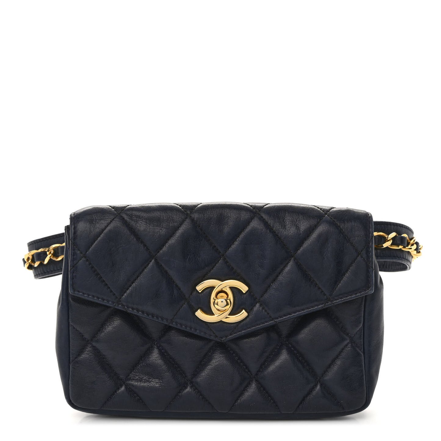Lambskin Quilted Flap Waist Belt Bag 70 28 Blue