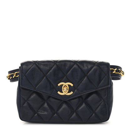 Chanel Lambskin Quilted Flap Waist Belt Bag 70 28 Blue 1 of 11