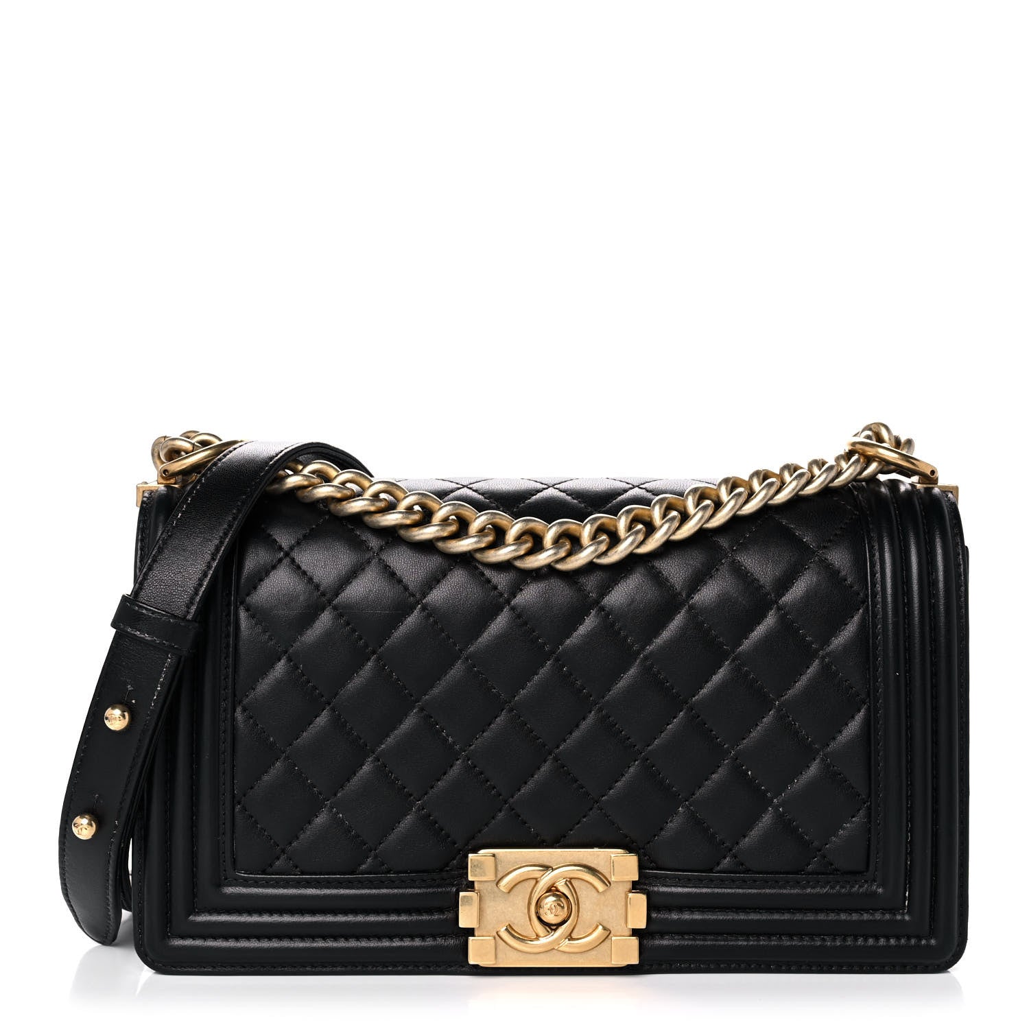 Chanel Lambskin Quilted Medium Boy Flap Black 1 of 17
