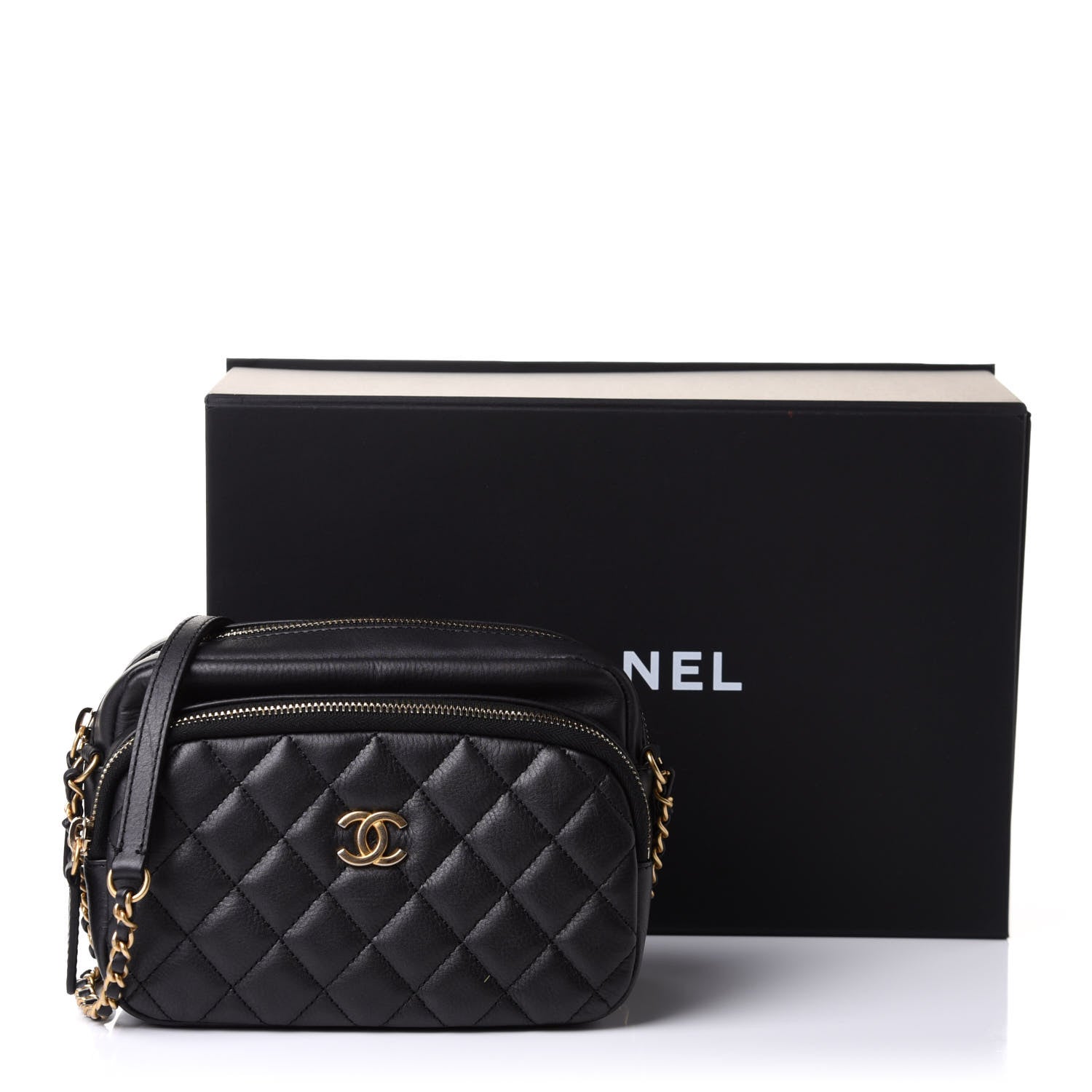 Chanel Calfskin Quilted Day Trips Camera Case Black 11 of 11