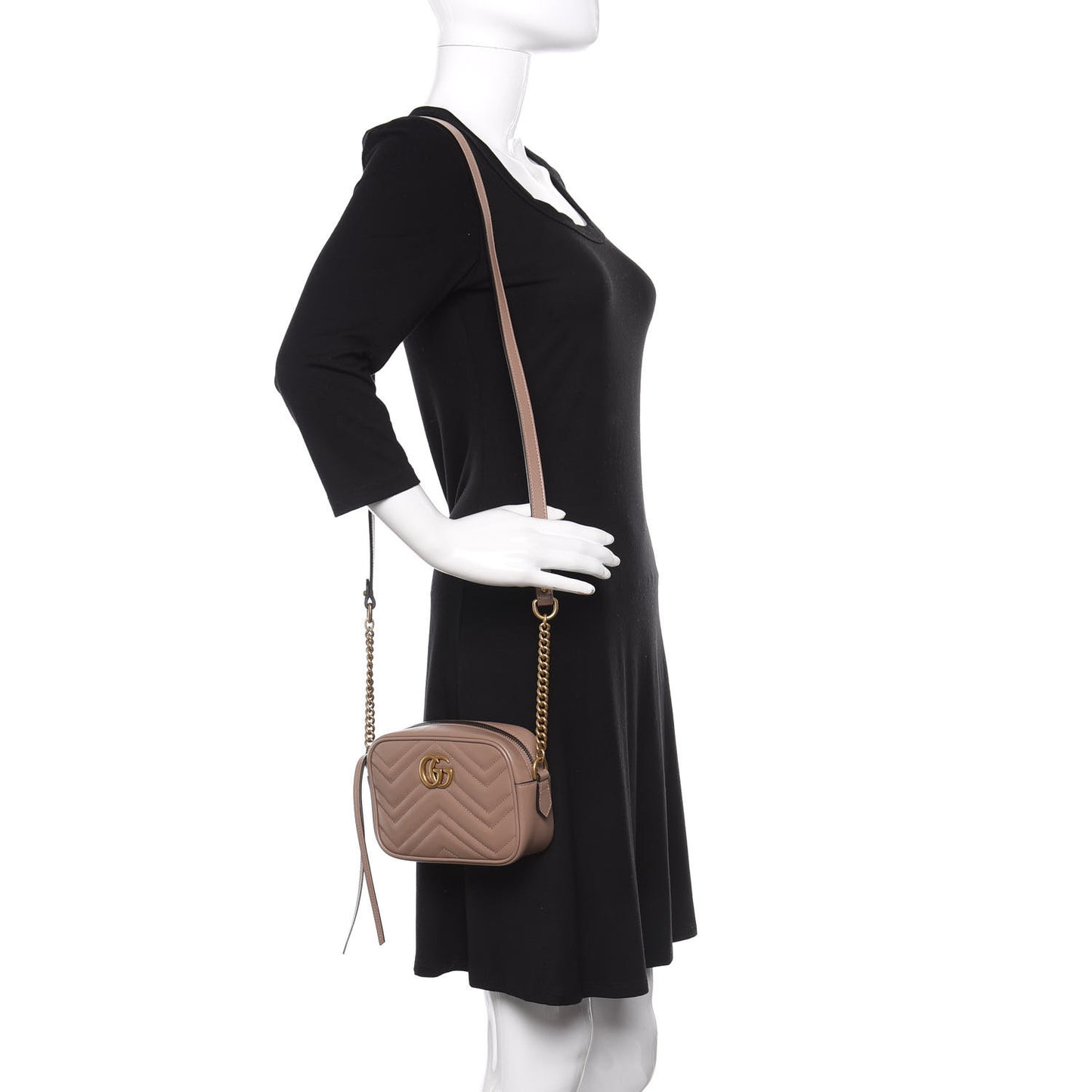 Calfskin Matelasse Mini GG Marmont Chain Shoulder Bag Porcelain Rose
