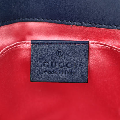 Gucci Denim Matelasse Pearl Studded Mini GG Marmont Shoulder Bag Blue 6 of 10