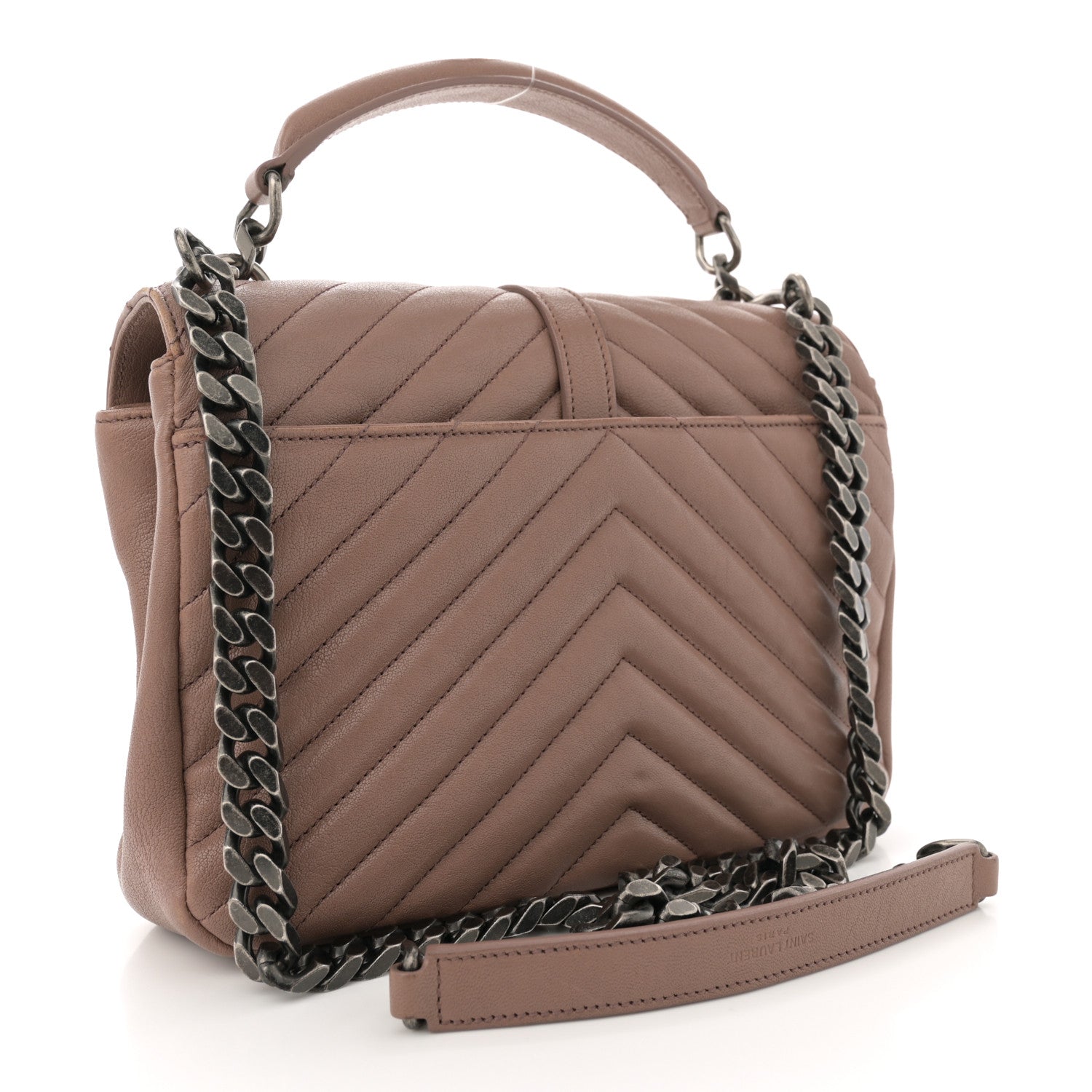Saint Laurent Sheepskin Matelasse Chevron Monogram Medium College Bag Fard 3 of 14