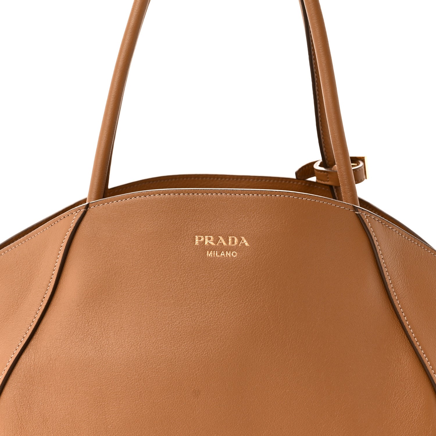 Prada Soft Grain Calfskin Shopping Tote Caramel 7 of 9