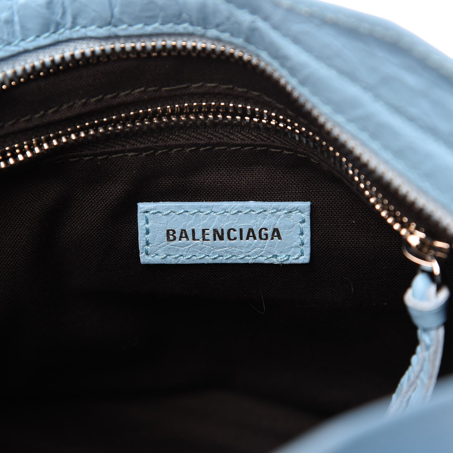 Balenciaga Agneau Classic Silver Hardware Mini City Logo Strap Baby Blue Black 8 of 10