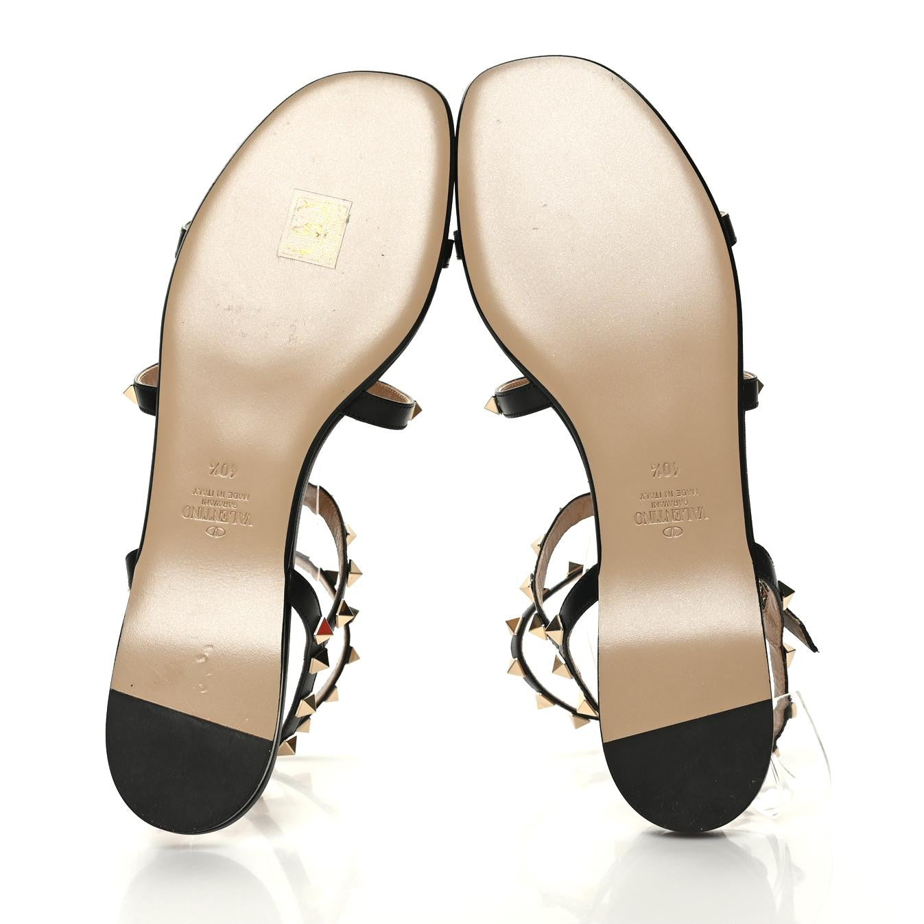 Valentino Garavani Calfskin Rockstud Gladiator Flat Sandals 40.5 Black 5 of 7