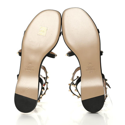 Valentino Garavani Calfskin Rockstud Gladiator Flat Sandals 40.5 Black 5 of 7