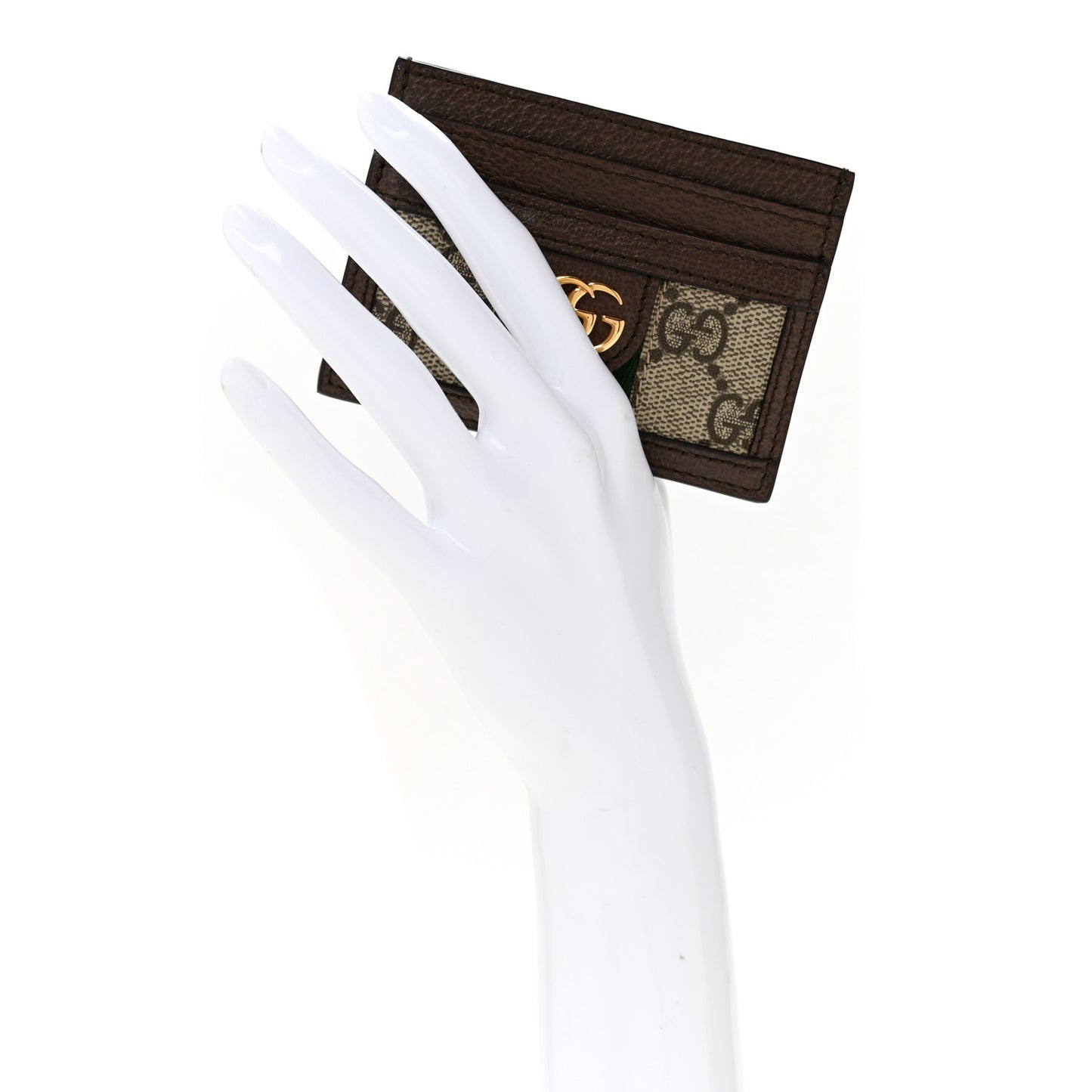 GG Supreme Monogram Ophidia Card Holder Brown