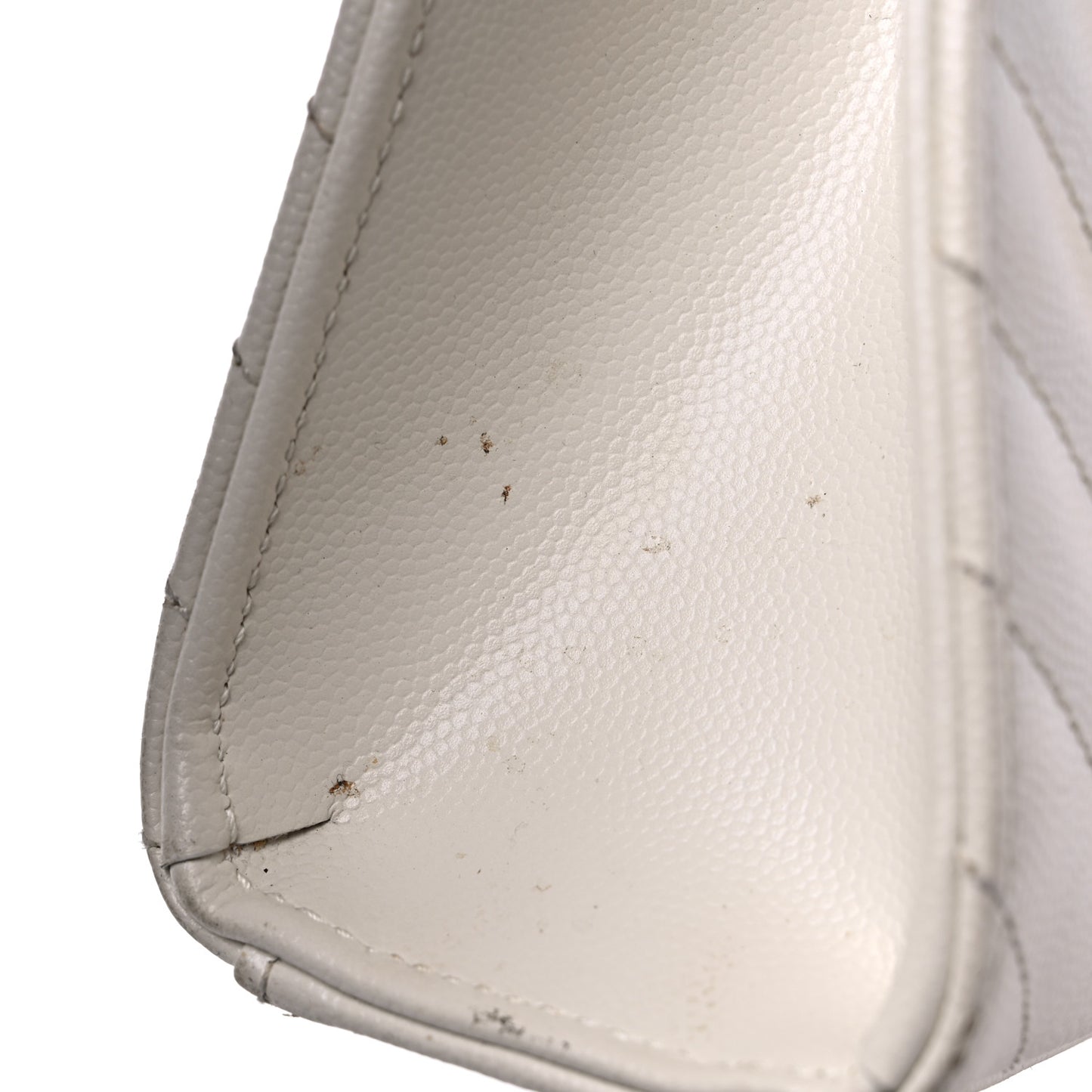 Grain De Poudre Matelasse Chevron Large Monogram Satchel Dove White