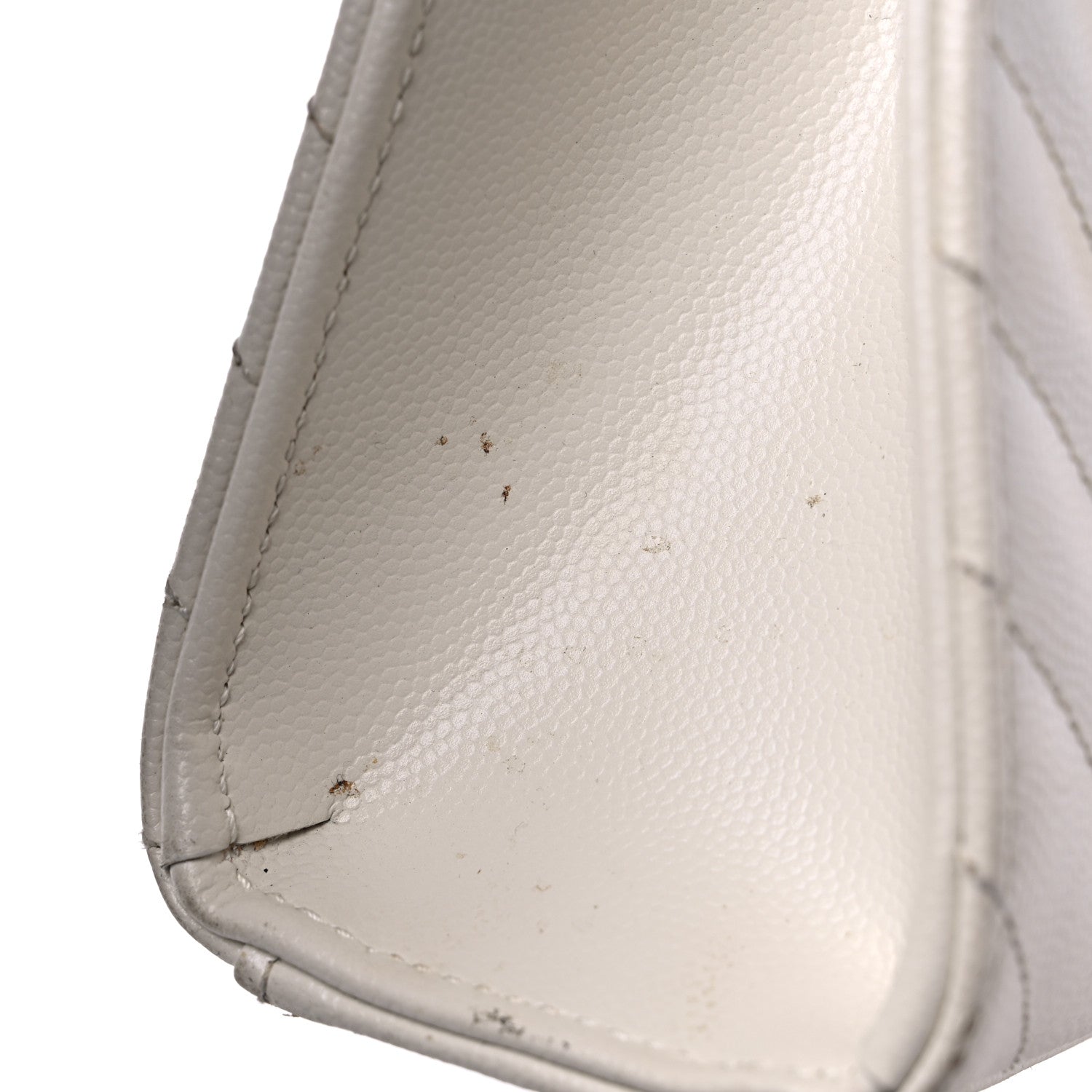 Saint Laurent Grain De Poudre Matelasse Chevron Large Monogram Satchel Dove White 12 of 15