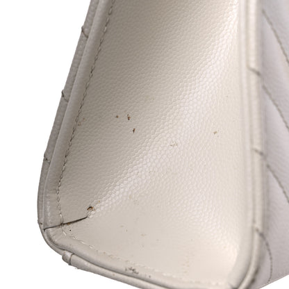 Saint Laurent Grain De Poudre Matelasse Chevron Large Monogram Satchel Dove White 12 of 15